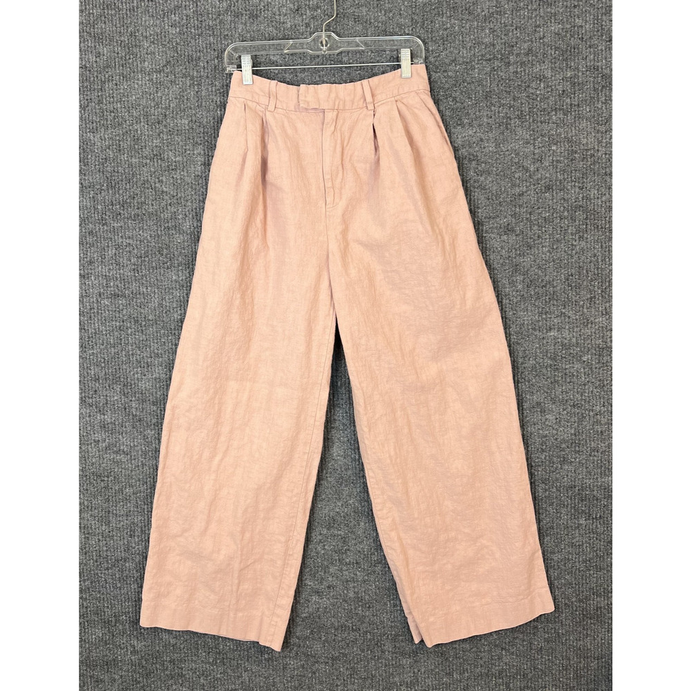 En Saison Womens Macey Trouser Pants Size Medium Linen Dusty Pink Pleated